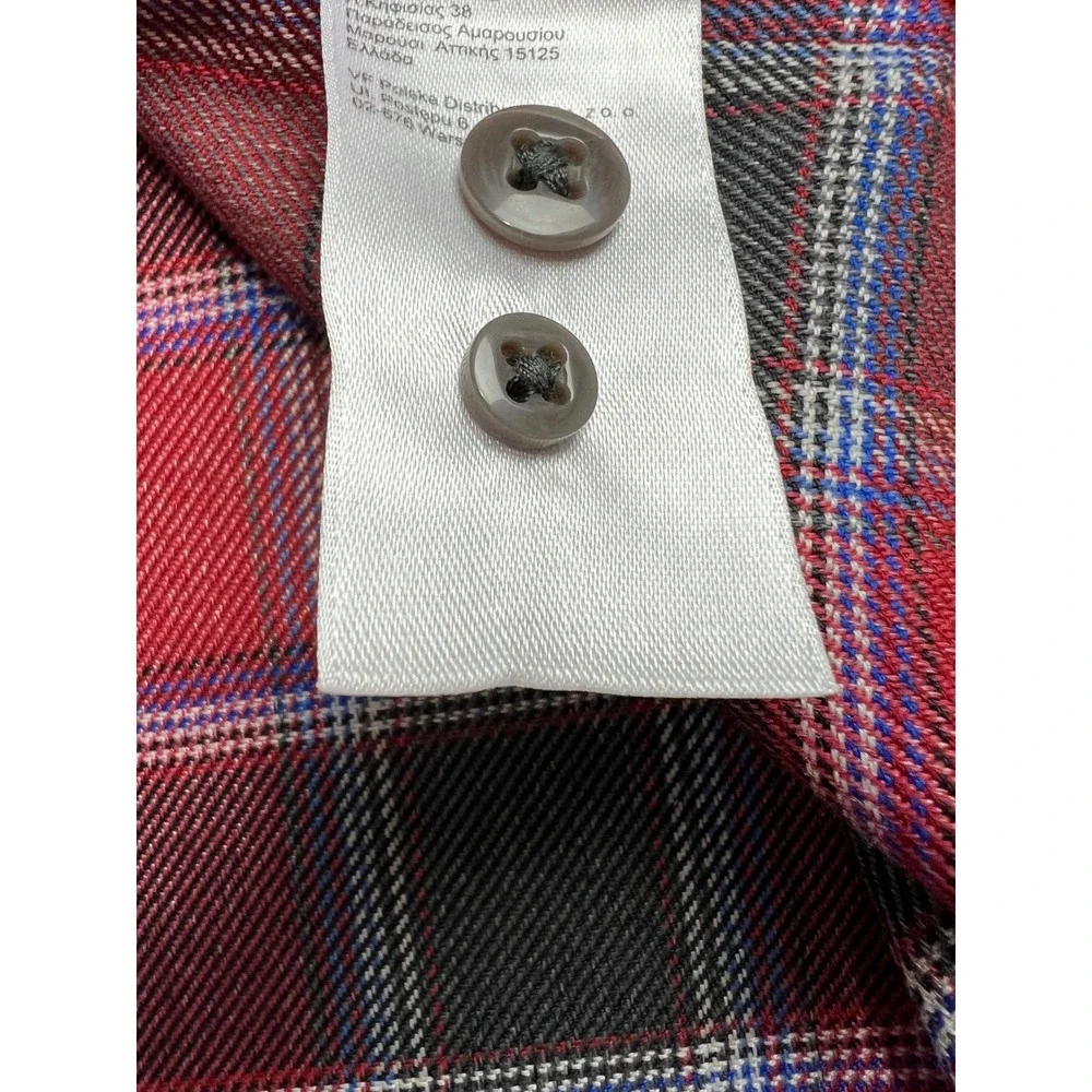 The North Face Plaid Flannel Shirt Mens XXL‎ Red Grey Long Sleeve Button Up C19